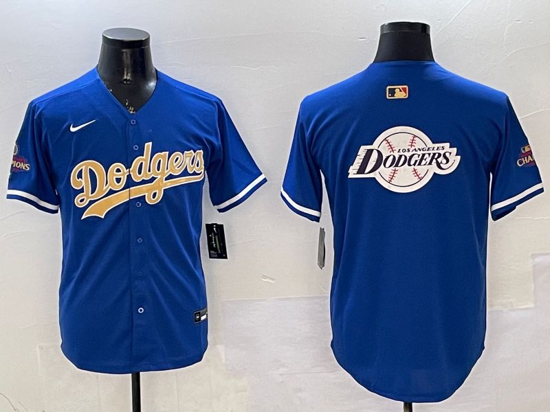 Men Los Angeles Dodgers Blank Blue Champion gold character 2025 Nike MLB Jersey style 25